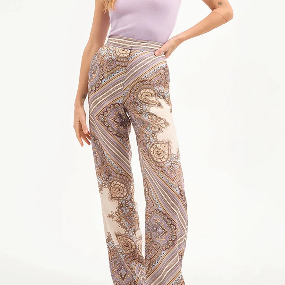 VERONICA BEARD Grigore Silk Pant in Stone Khaki Multi NWT - Picture 3 of 5